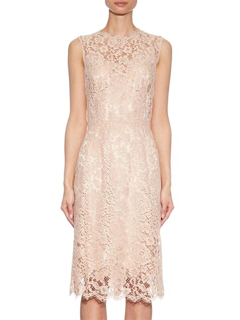 Dolce And Gabbana Sleeveless Floral Lace Dress In Pink Lyst