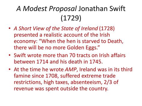 Ppt A Modest Proposal Jonathan Swift 1729 Powerpoint Presentation