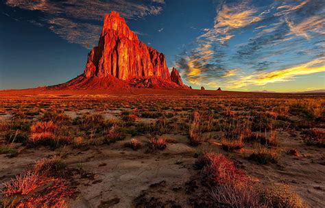 1080p Free Download Shiprock New Mexico Mountain Desert Sky