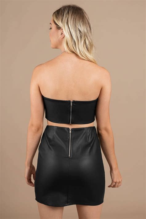 Rachel Faux Leather Slit Skirt In Black 98 Tobi Us