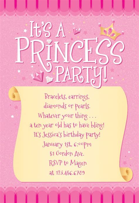 Princess Party Birthday Invitation Template Free Greetings Island