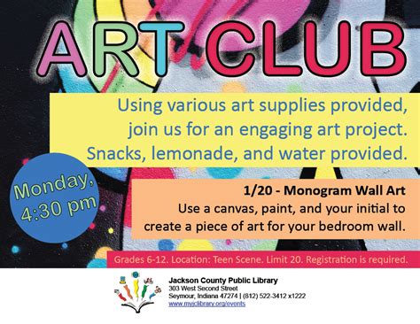 Art Club For Teens Jackson County Public Library