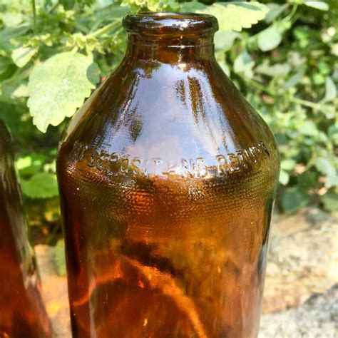 Vintage Brown Glass Stubby Bottles Etsy