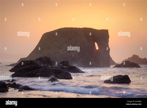 Sunset At The Famous Elephant Rock In Ballintoy Bay Northern Ireland