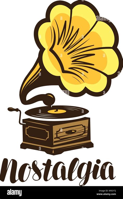 Nostalgia Music Logo Or Symbol Gramophone Phonograph Icon Vector