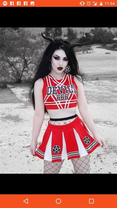 Devils 666 Goth Halloween Costume Cheerleader Costume Hot Goth Girls