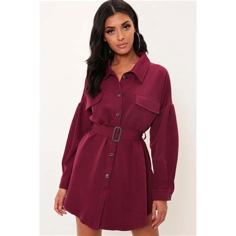 i saw it first drop shoulder belted oversized shirt dress red isawitfirst