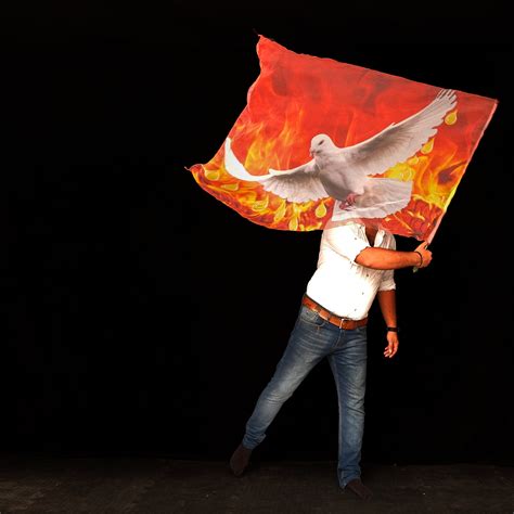 The Anointing Dove Holy Spirit Fire Dancing Flag Silk Etsy