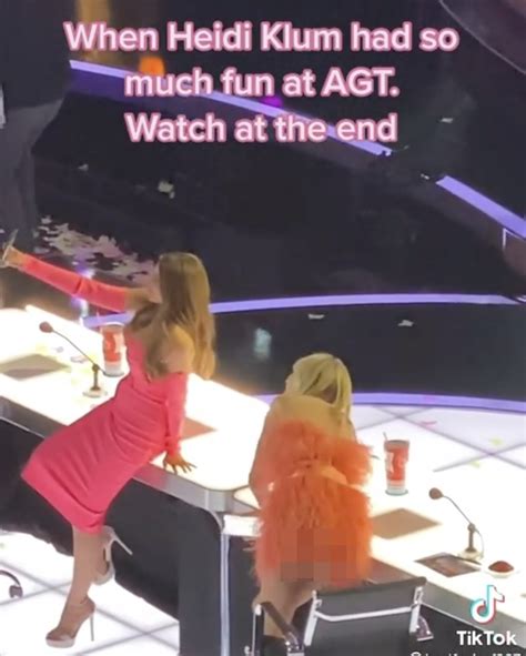 agt s heidi klum flashes audience while wearing short dress in wardrobe malfunction but star