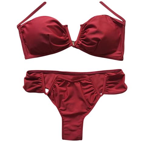 Sexy Halter Neck Padded Solid Color Bikini Set Women Swimsuit In Bikinis Set From Sports