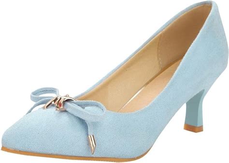 Mee Shoes Womens Sexy Kitten Heel Bows Court Shoes Light Blue