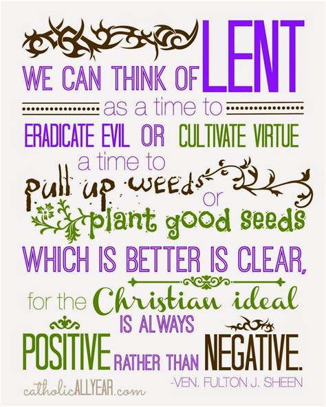 Catholic All Year Ven Fulton Sheen Lent Quote Purple And Green And