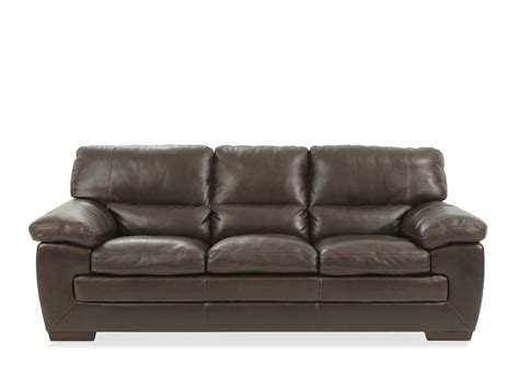Simon Li Leather Longhorn Black Oak Sofa Mathis Brothers Furniture