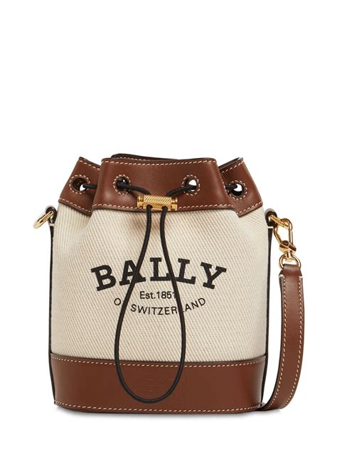 Bally Xs Cleoh Canvas And Leather Bucket Bag In Naturalcuero Modesens