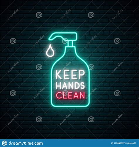 Keep Your Hands Clean Neon Sign Stock Vector Illustration Of