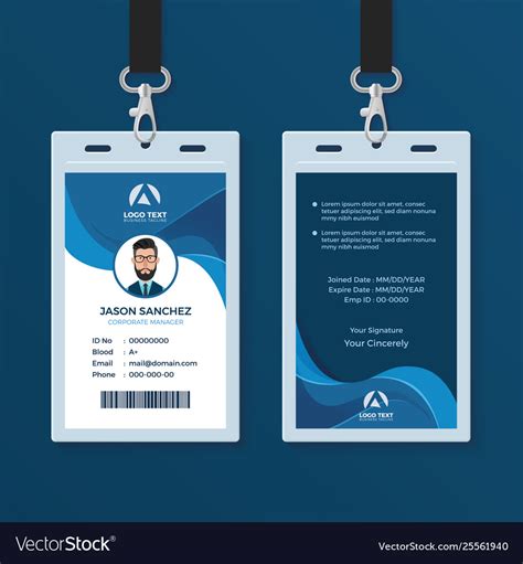 Blank elegant id card design with tag Corporate id card design template Royalty Free Vector Image
