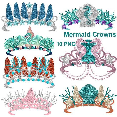 Glitter Mermaid Crowns Digital Clipart Made By Fantasy