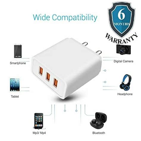 Cablebasket Android Phones Multi 3 Usb Port Mobile Charger White