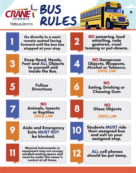 Bus Rules And Safety Transportation Crane Elementary School District