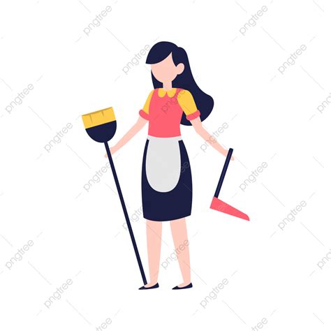 Cartoon Housekeeper Clipart Transparent Background Female Maid Or
