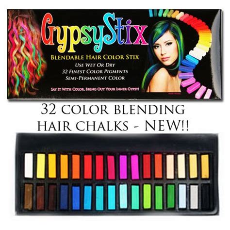 32 Color Hair Chalk Set Lasts Up To 3 Days Blendable Pastel And