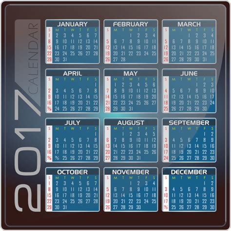 Calendario 2017 Clipart En Ingles By Dg Ra Free Svg