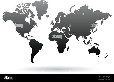 Illustration Of Black World Map Isolated On A White Background Stock