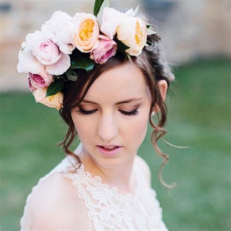 lovely allie on her wedding day with our jens flower crown she created image