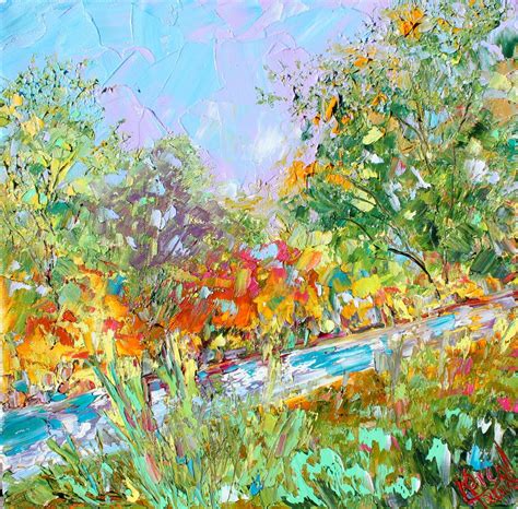 Autumn Trees Oil Painting Fall Landscape Palette Knife Impressionism