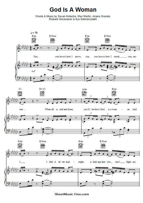 C# minorc#m i wanna be your slave a augmenteda g#g# i wanna be your master c# minorc#m i wanna make your heartbeat a augmenteda g#g# run like rollercoasters c# minorc#m i wanna be a. God Is A Woman Sheet Music PDF Ariana Grande Gratis ...