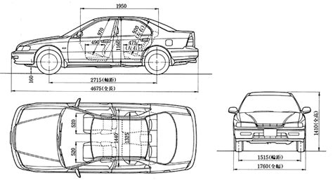 1993 Honda Accord Sedan Blueprints Free Outlines
