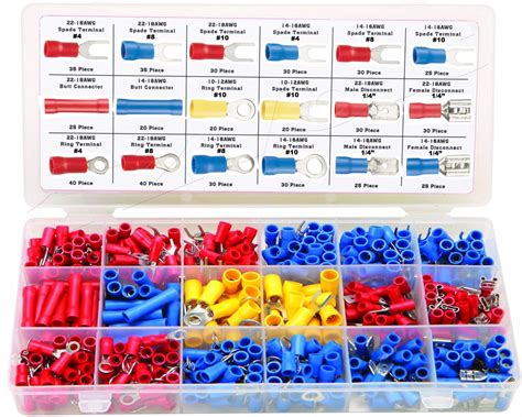 520 pc wire terminal kit spade butt ring electrical connector splice 22 10 gauge ebay