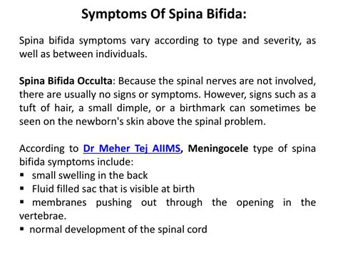 Ppt Dr Meher Tej Aiims Spina Bifida Symptoms Causes Types