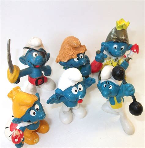 Vintage Smurf Figures Set Of 6 Smurf Figurines 1799 Via Etsy With