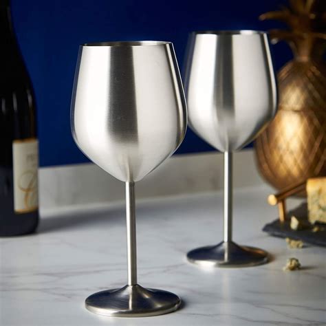 Vonshef Stainless Steel Wine Glasses Set Of 2 Wine Glasses Wine Glasses Copper