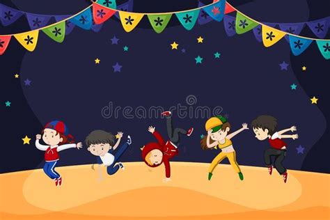 Group Of Kids Dancing And On The Stage Illustration About Drama Dance