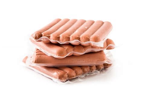 Premium Photo Packaged Sausages Isolated On White