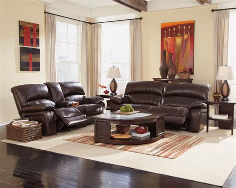 From fabric to leather, in hundreds of designer materials. Damacio Dark Brown Reclining Living Room Set from Ashley ...