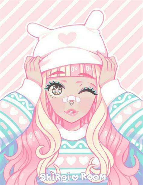 Download Pastel Pink Aesthetic Anime Girl Winking Wallpaper