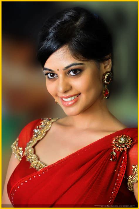 Cute Indian Actress Bindu Madhavi In Hot Red Saree Hq Closeup Photos Photo Plus Gold Big