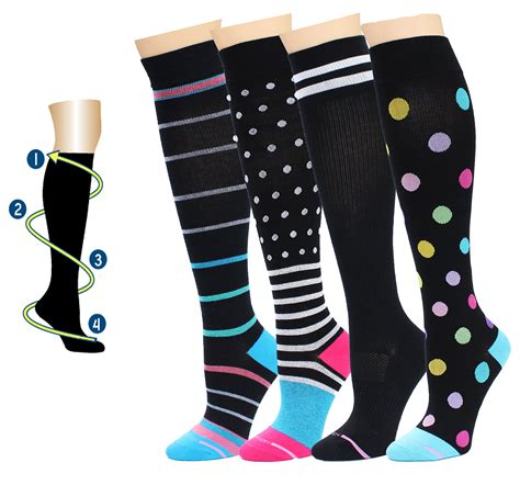 6 Pairs Pack Women Dr Motion Graduated Compression Knee