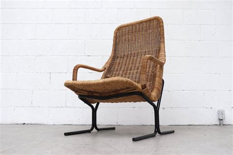 Dirk Van Sliedregt High Back Woven Rattan Lounge Chair For Sale At 1stdibs