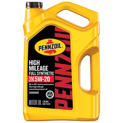 Pennzoil High Mileage Full Synthetic Sae 5w 20 Motor Oil Shop Motor