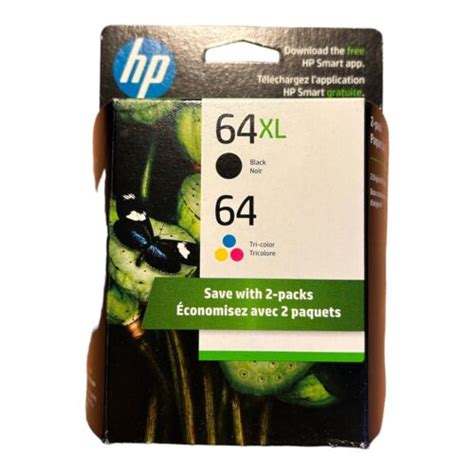 Hp 64xl High Yield Black And 64 Tricolor Original Ink Cartridges Exp