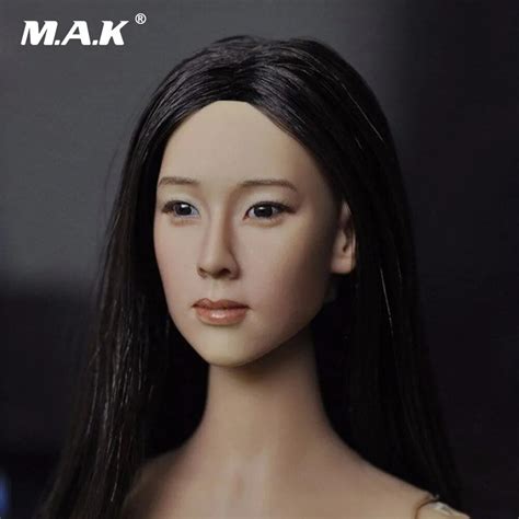 1 6 Asian Female Head Sculpt Cheveux Noir Pour Hot 12 Toys Phicen Figure Usa Livraison Rapide