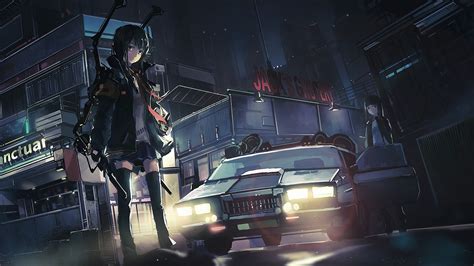 Original Characters Police Cars Anime Anime Girls