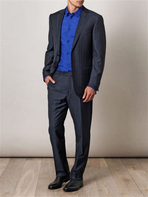 Ermenegildo Zegna Milano Shadowcheck Suit In Blue For Men Navy Lyst