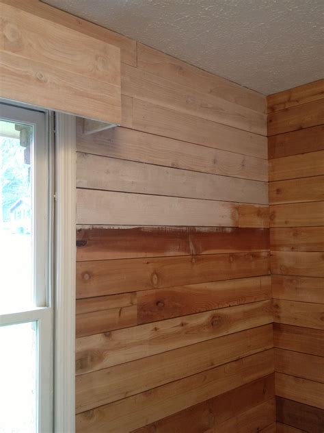 Whitewashed Wood Plank Walls Tutorial Wood Plank Walls Cedar Walls