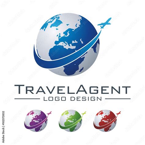 Travel And Tour Logo Plane Globe Design Logo Vector Stock Vector