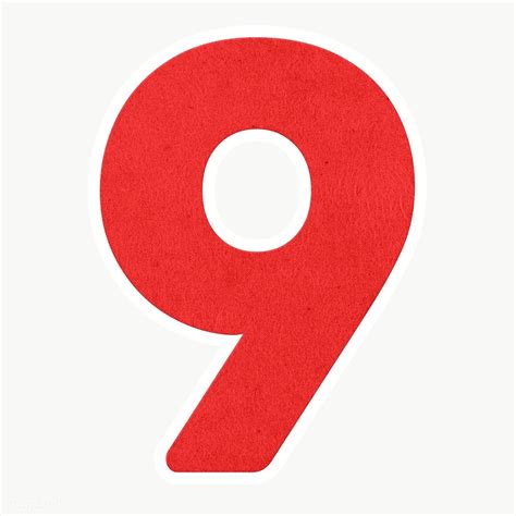 Red Number Nine Sticker Design Element Free Image By